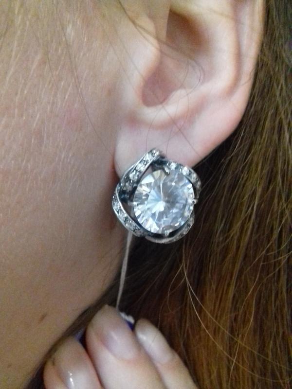 Сережки з великим круглим каменем Альянс, фото 1