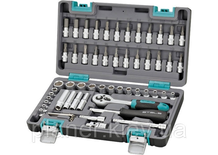 Набір інструменту 1/4 ", CrV, пластиковий кейс 57 предм. STELS (14101)