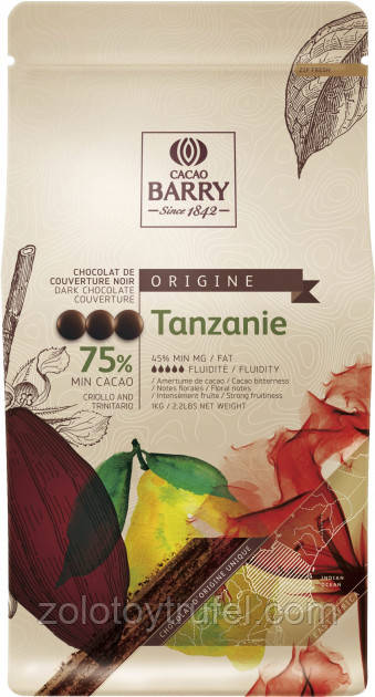 Чорний шоколад Tanzanie 75% 100 г, Cacao Barry