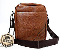 Мужская сумка планшетка\барсетка через плечо для повседневной носки Светло-коричневого цвета,Levis