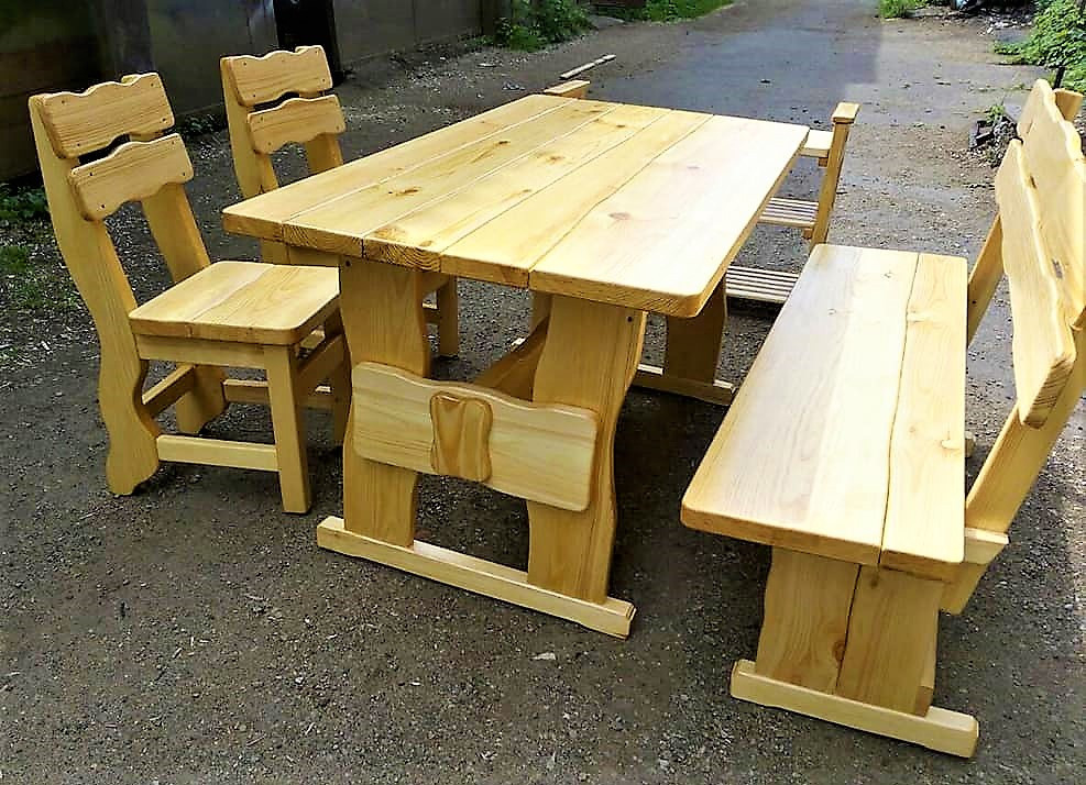 Gartenmöbel aus Massivholz 1600x800 vom Hersteller für ein Gartenhaus, Café, Möbelset - 07