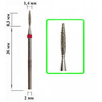 Алмазна насадка Полум'я Red 1,4*8,3