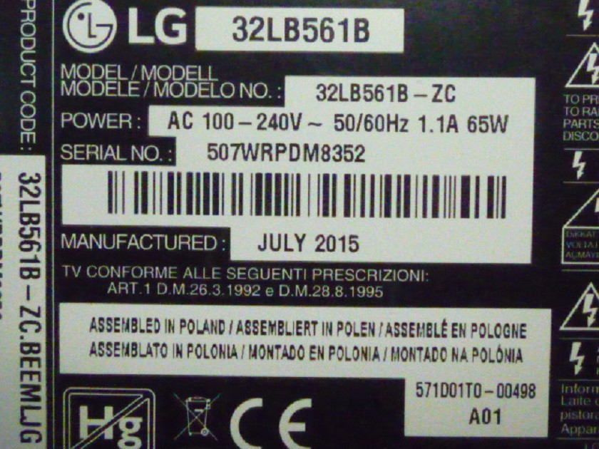 Плата матриці T-Con, шлейф LVDS від LЕD TV LG 32LB561B