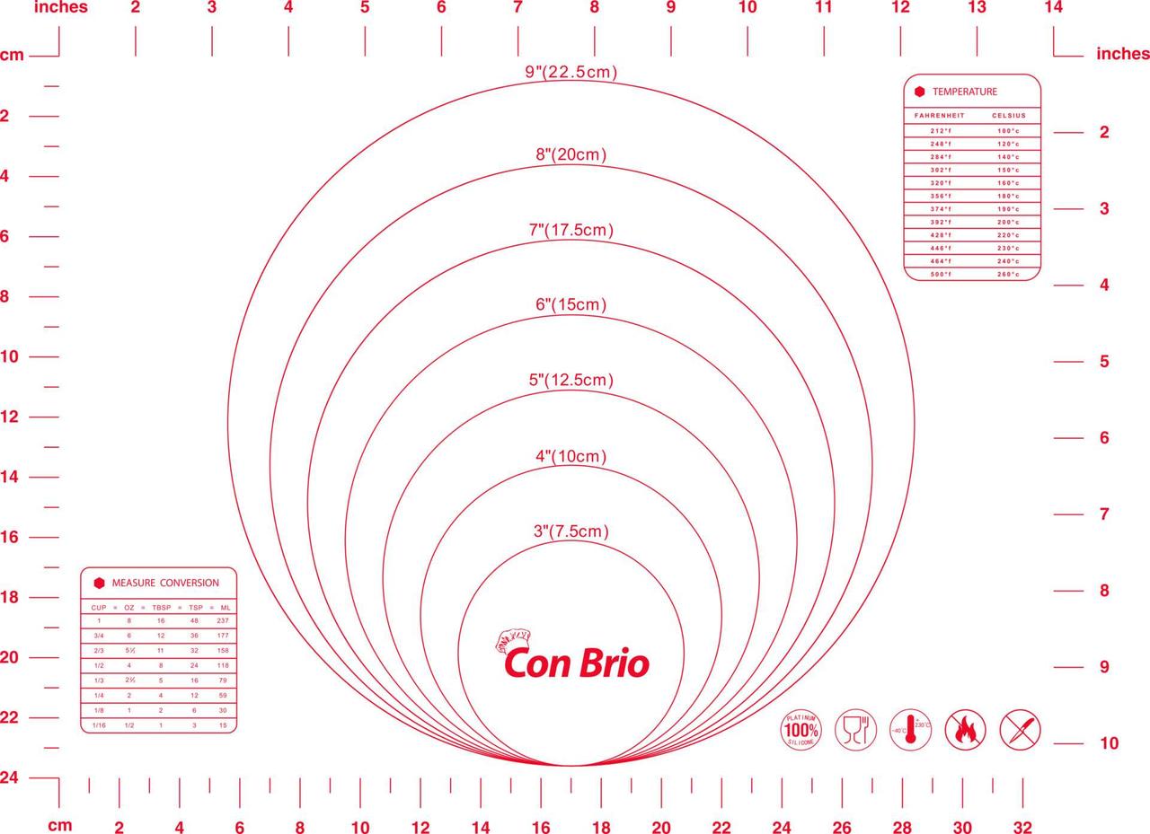 Килимок силіконовий для тіста і випічки Con Brio CB-675, 30х40 см антипригарний червоний