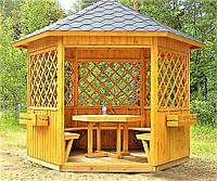 Беседка шестигранная из дерева 2,5 м диагональ от производителя Wood Gazebo 011