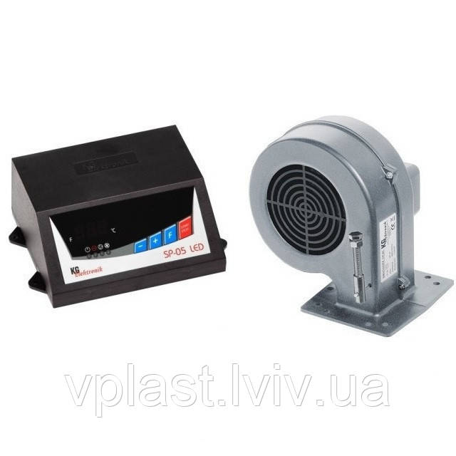 Вентилятор і автоматика для твердопаливних котлів SP-05 LED + DP-02 ALU