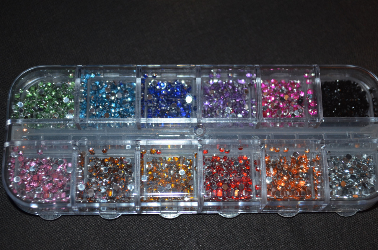 Набор стразов для ногтей 12 цветов в коробочке - фото 5 - id-p78147150