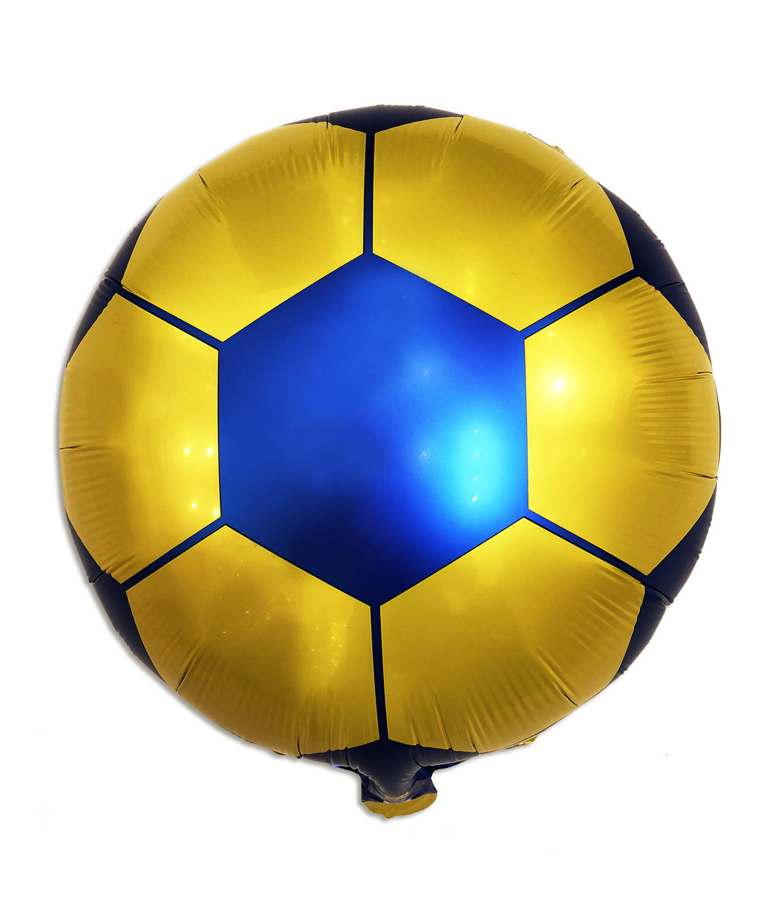 Кулька повітряна фольгована " Футбольний м'яч жовтий — синій" 45 см.