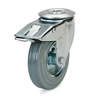 Колеса с поворотным кронштейном с тормозом с отверстием, диаметр 100 мм, нагрузка 70 кг, Фрегат 13 90 100 РК