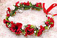 Вінок на голову / віночок для волосся з червоними маками, ягідками та білими квітами 96 Об, фото 3
