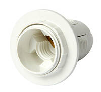 Патрон электрический пластиковый с гайкой, белый e.lamp socket with nut.E14.pl.white