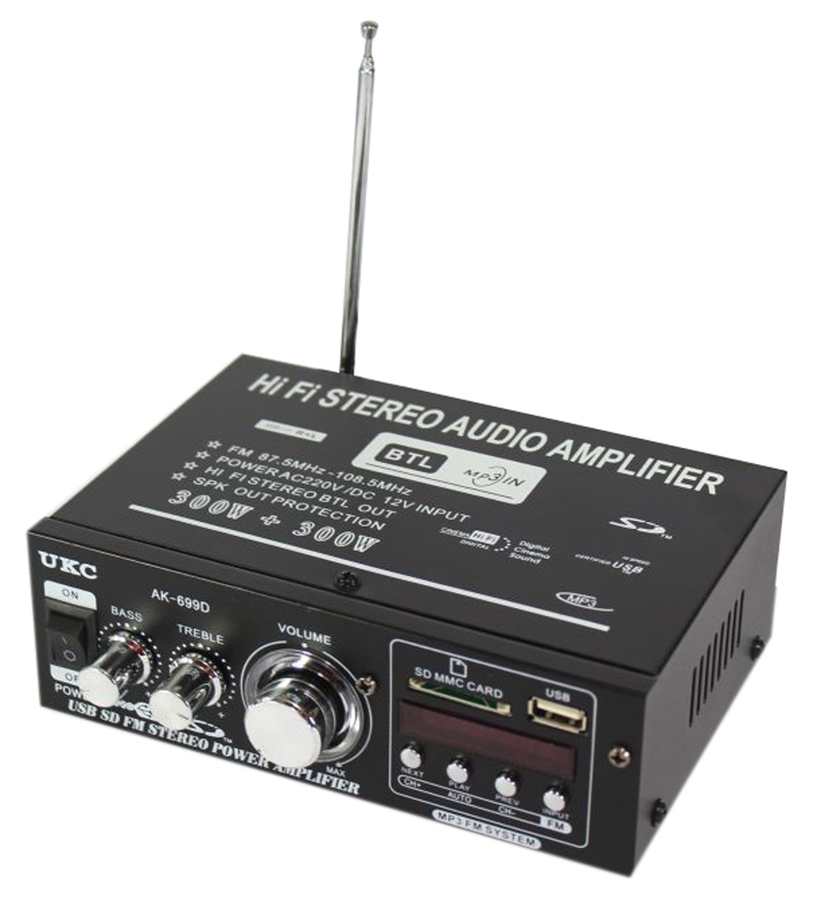 Усилитель звука UKC AK-699D с встроенным радио FM MP3 USB 2x300 - фото 1 - id-p386709538