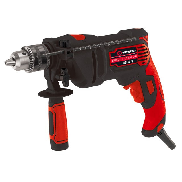 Дриль ударний, 710Вт, 0-3000 об/хв, 1.5-13 мм, реверс INTERTOOL WT-0117, фото 1