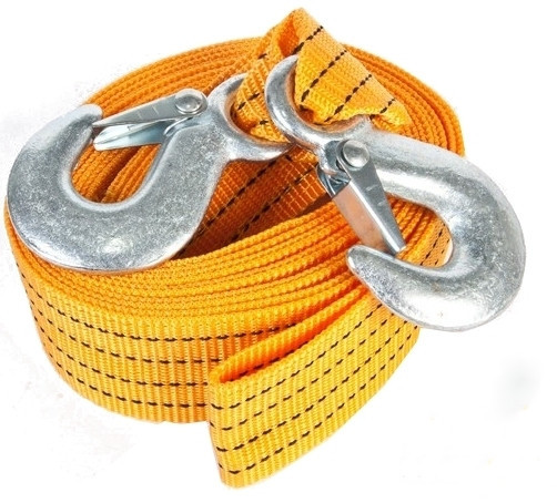 Трос буксирний 3т 4м х 47мм з гаками жовтий Elegant PLUS 101 810