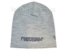 POWERWOLF (лого) шапка біні з вишивкою сіра, фото 3