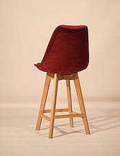 Стілець полубарный тканинної на дерев'яних ніжках Milan Soft ,колір бордо, фото 3
