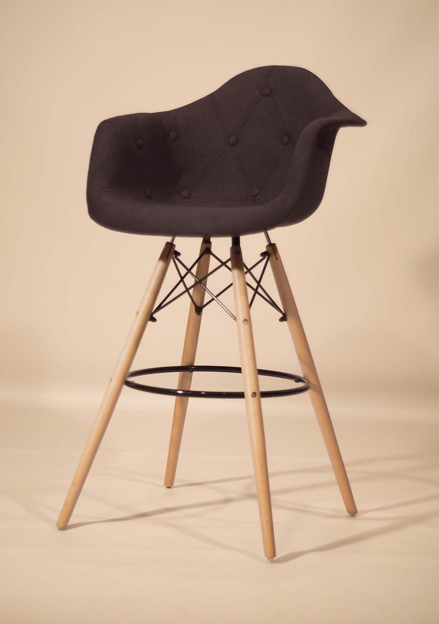 Крісло напівбарне на дерев'яних ніжках Leon Soft Віскоза, колір антрацит  К-8