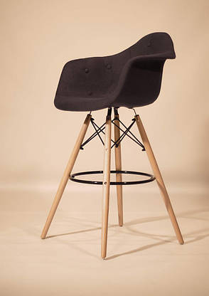 Крісло напівбарне на дерев'яних ніжках Leon Soft Віскоза, колір антрацит  К-8, фото 2