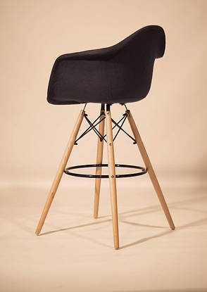 Крісло напівбарне на дерев'яних ніжках Leon Soft Віскоза, колір антрацит  К-8, фото 2