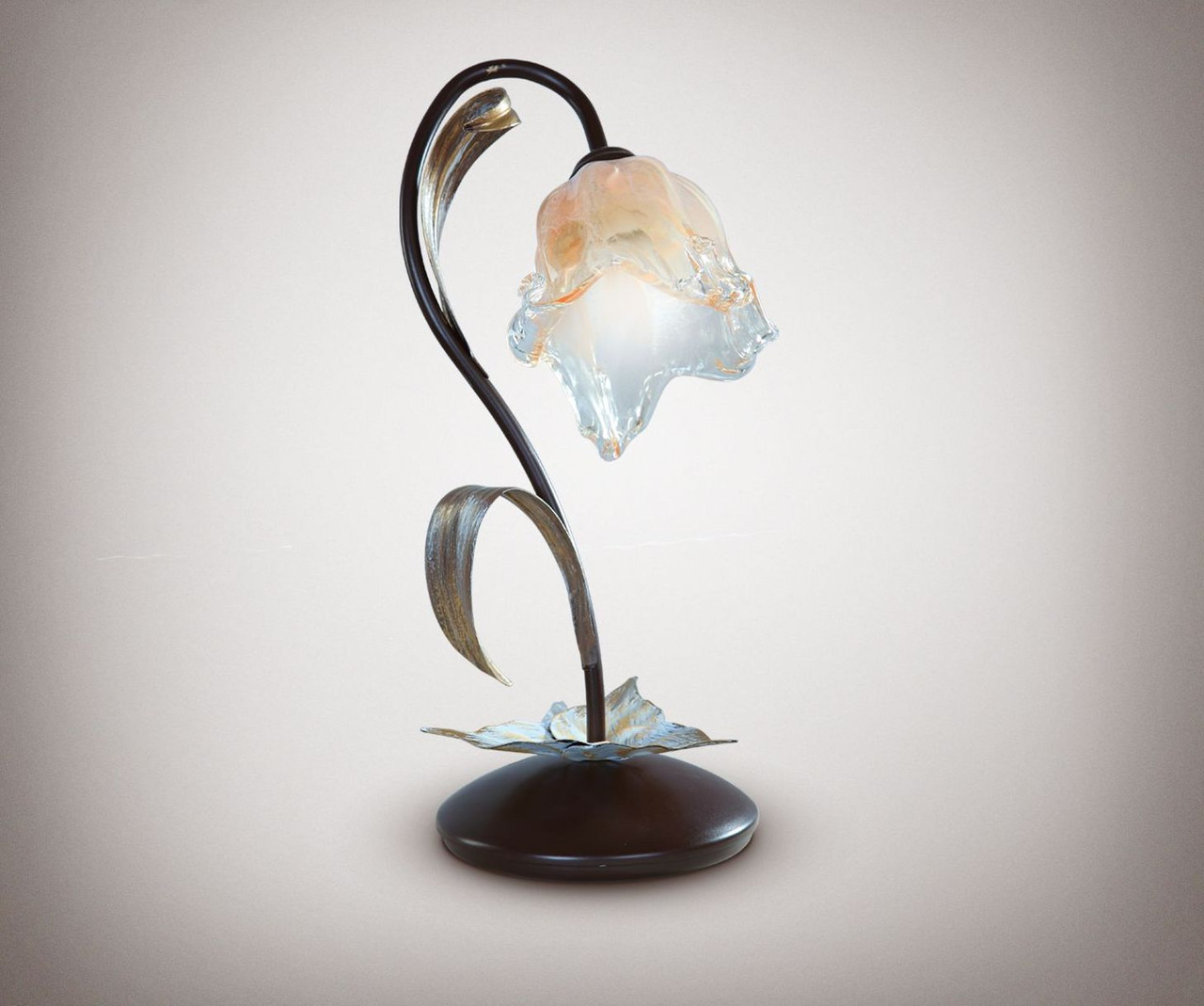 Настільна лампа в стилі флористика з квітковим плафоном, фото 1