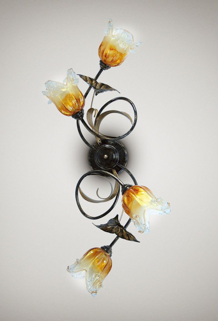 Длинная люстра в стиле флористика 4-х ламповая для спальни, в прихожую 17244 серии "Лизавета" - фото 1 - id-p78258665