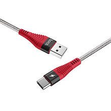 Кабель USB USB 3.1 Type C Hoco Unswerving steel braided Black-Red 1 м U32