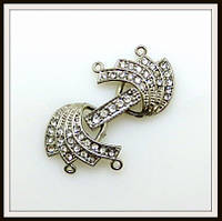 Замок зі стразами Віяло (на 2 струни) сталь