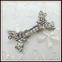 Замок зі стразами Метелик (на 2 струни) сталь