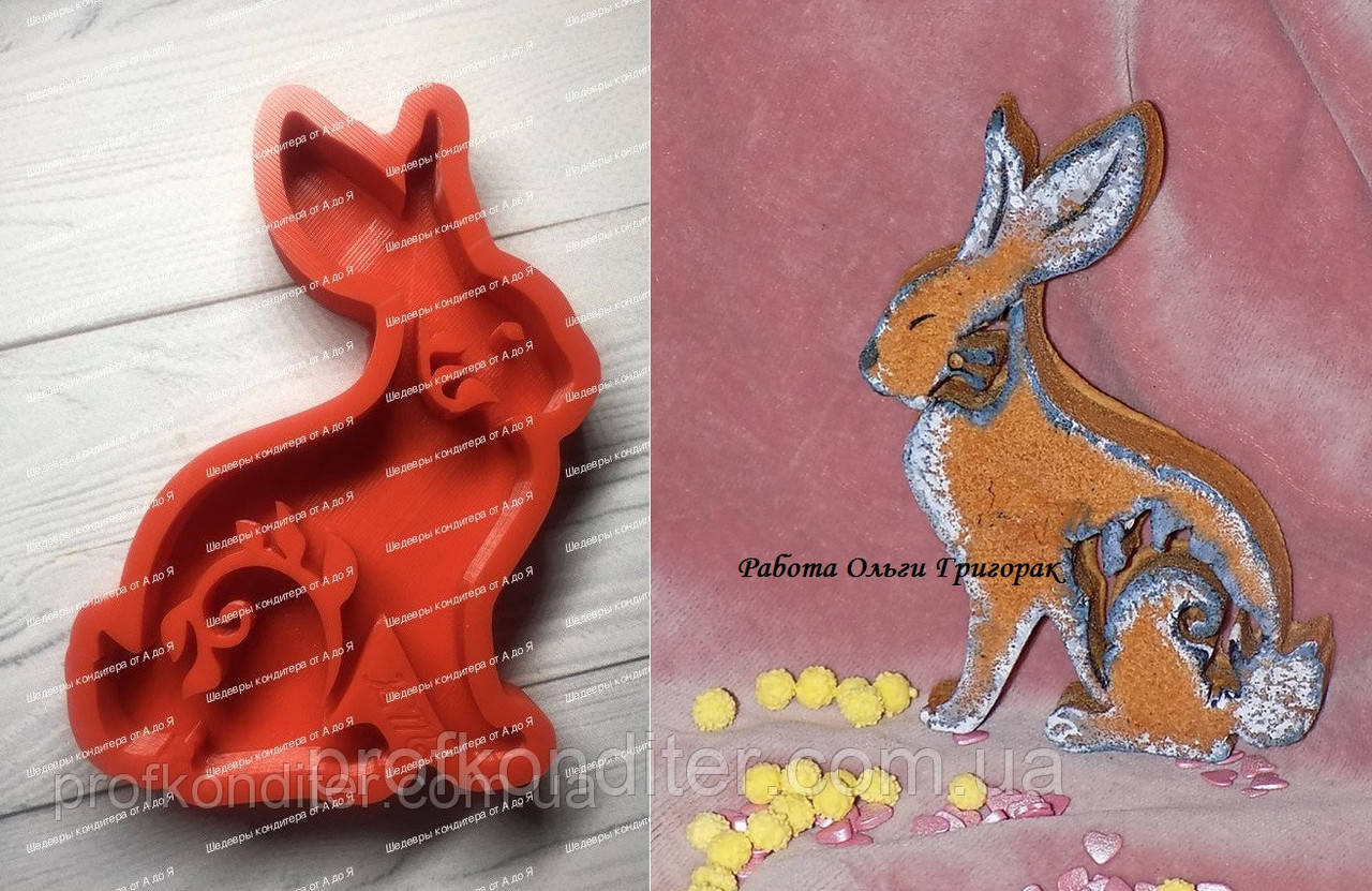 ЕКСКЛЮЗИВ! Силіконовий молд для випічки пряника, шоколаду Зайчик №1, фото 1