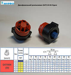 Двухфакельний розпилювач GAT110-04 Hypro вилив 150-250 л/га