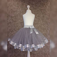 Пышная юбка с лентой цвет серебристый лента серебро