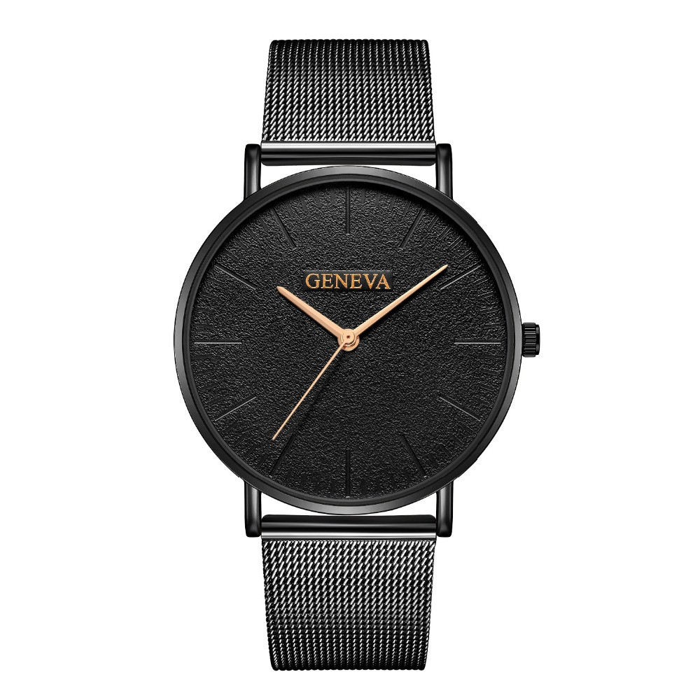 Чоловічий кварцовий наручний годинник Geneva So Black