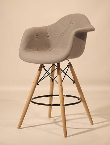 Крісло барне на дерев'яних ніжках Leon Soft Шерсть Onder Mebli, колір сірий W-16, фото 2