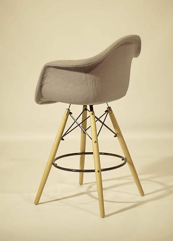 Крісло барне на дерев'яних ніжках Leon Soft Шерсть Onder Mebli, колір сірий W-16, фото 2