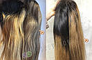 Прямий, довгий русявий перука з темними коричневими коренями, фото 9