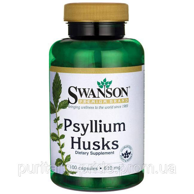 Насіння Подорожника, Psyllium Husks, Swanson, 610 мг, 100 капсул