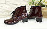 Черевики жіночі лакові на шнурівці, колір бордо, фото 3