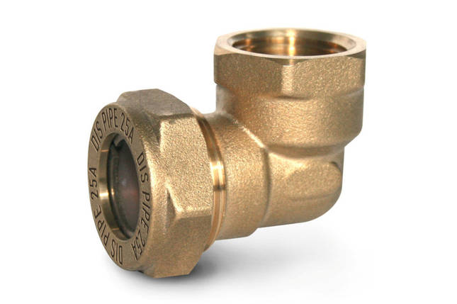 Косинець труба-внутрішня різь латунний DISPIPE BL25*1 (F), фото 1