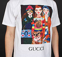 Женская футболка ,белая с принтом Gucci (арт коллекция) унисекс ПОД ЗАКАЗ M