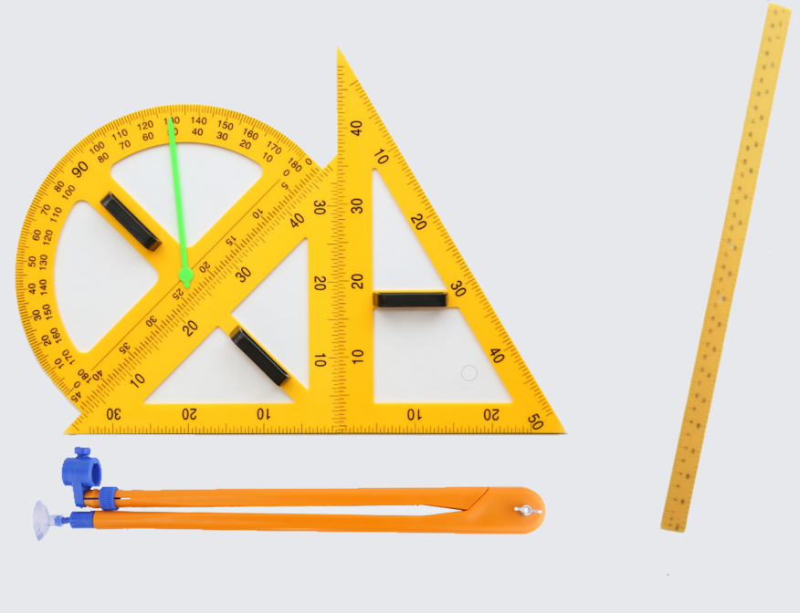 Демонстраційний комплект вимірювальних приладів(лінійка 1м, 2 трикутника, циркуль, транспортир)