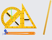 Демонстраційний комплект вимірювальних приладів(лінійка 1м, 2 трикутника, циркуль, транспортир)