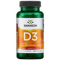 Вітамін Д-3, Swanson, Vitamin D-3, 2,000 IU (50 мкг), 250 капсул