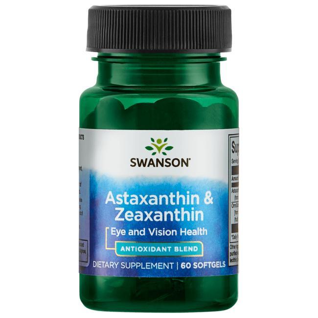 Астаксантин і Зеаксантин, Swanson, Astaxanthin & Zeaxanthin, 60 капсул