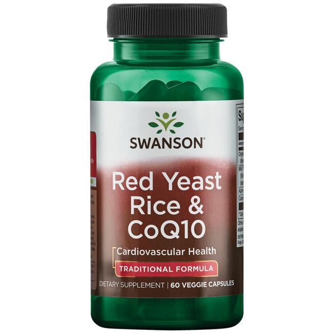 Червоний дріжджовий рис з коензимом Q10, Swanson, Red Yeast Rice & CoQ10, 60 капсул