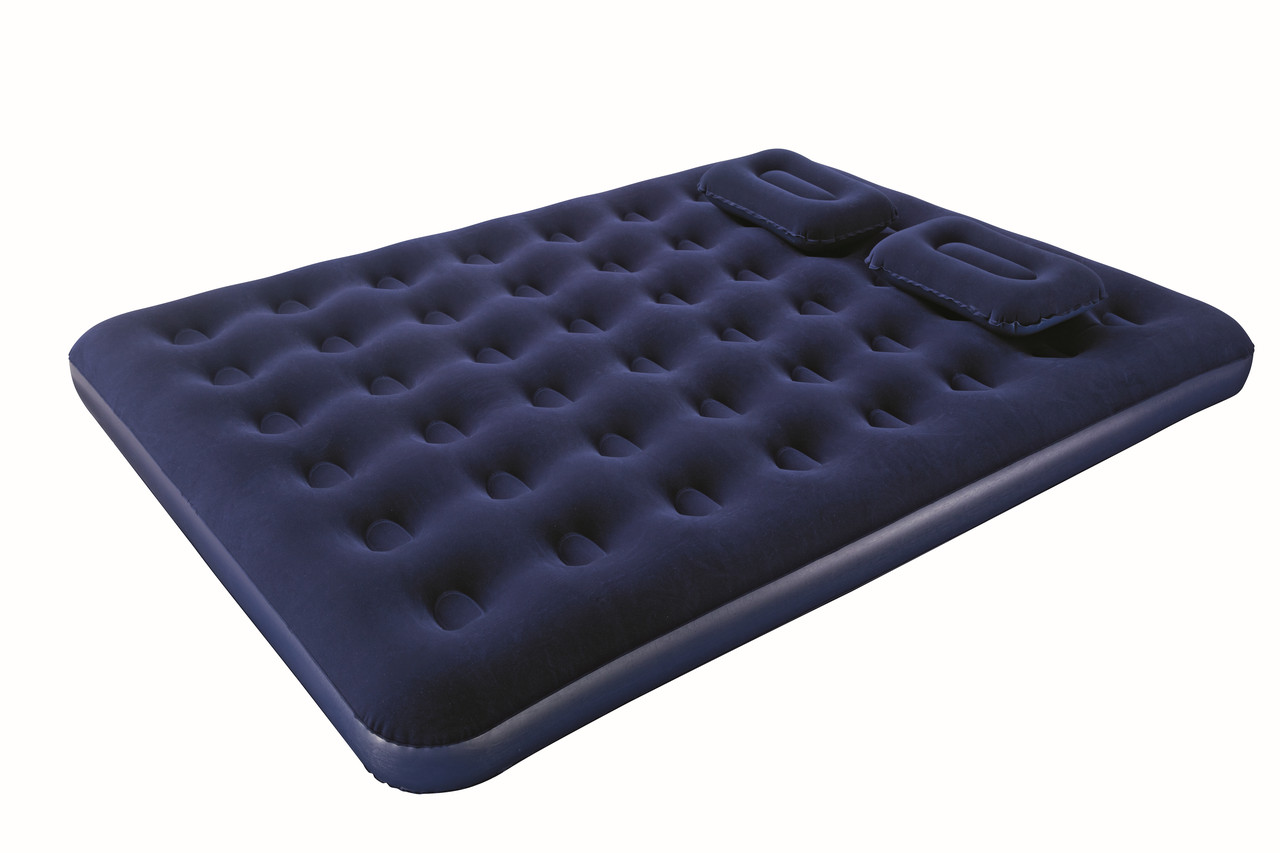 Надувний матрац Flocked Air Bed With Air Pump (Queen) 203х152х22 см з ручним насосом і 2 подушками