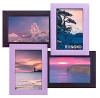 Фото рамки 4 фотографии деревянная 34* 34 см ( рамка для фото фотоколлаж ) ФР0004 Фиолетовый