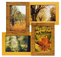 Фото рамки 4 фотографии деревянная 34* 34 см ( рамка для фото фотоколлаж ) ФР0004 Золото