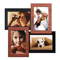 Фото рамки 4 фотографии деревянная 34* 34 см ( рамка для фото фотоколлаж ) ФР0004 Черно-коричневый