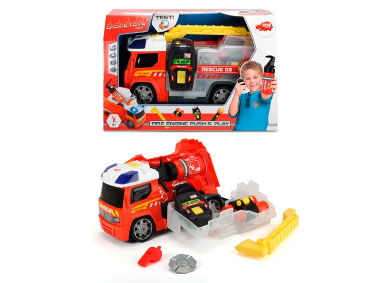 Уценка Автомобиль Dickie Toys Пожарная помощь с набором пожарного со светом и звуком (3716006)