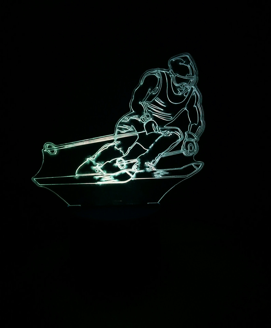 3d-світильник Лижник, 3д-нічник, кілька підсвічувань (батарейка+220В), фото 1